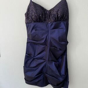 Midnight blue semi-formal with sequined bodice!